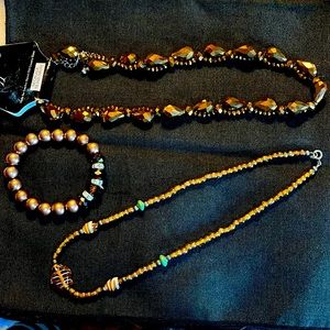 Set of 3 pieces of costume jewlery. Beautiful golden brown color. Sapphire brand